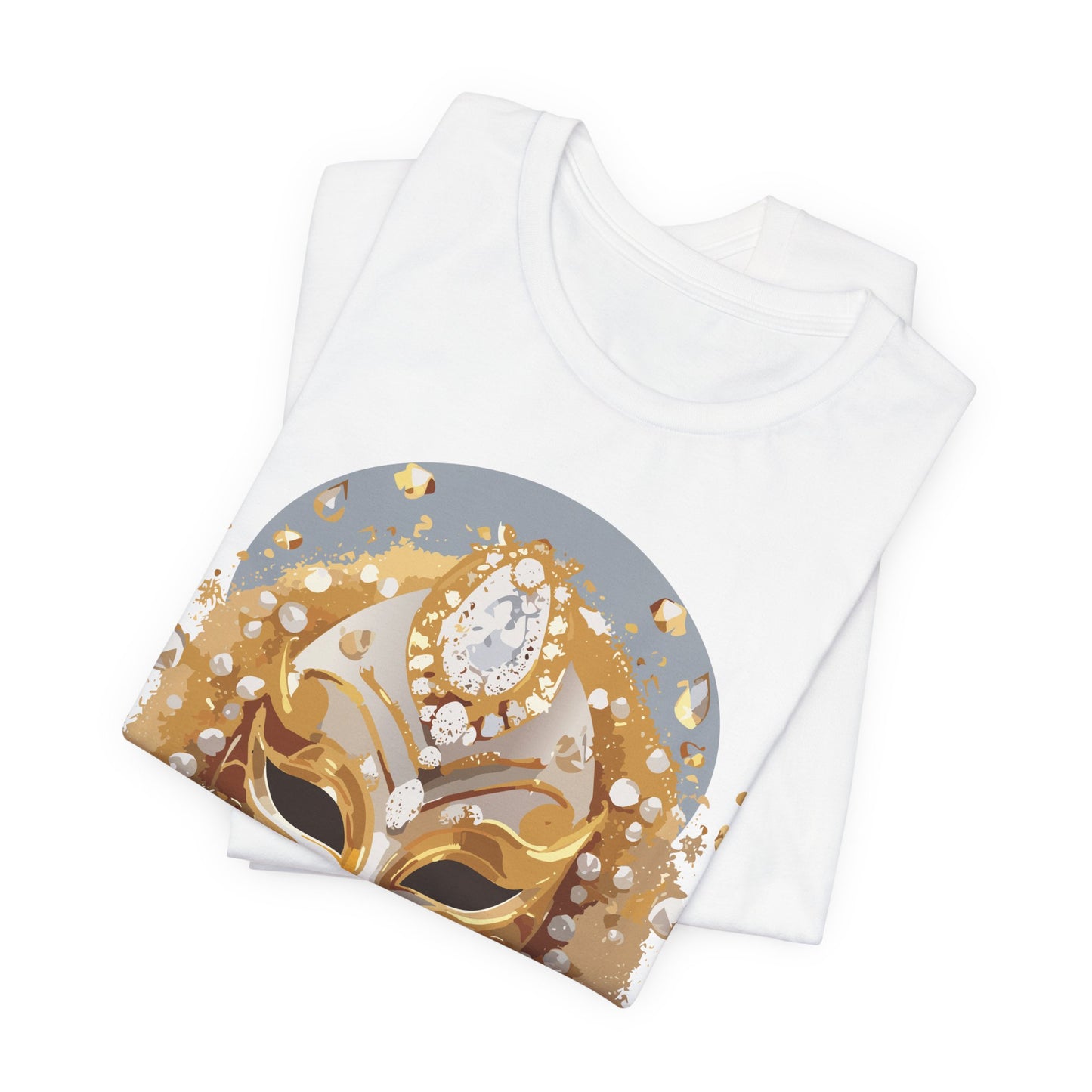 Mask Shirt, Shirt with Mask, Tee Shirt with Gold Face