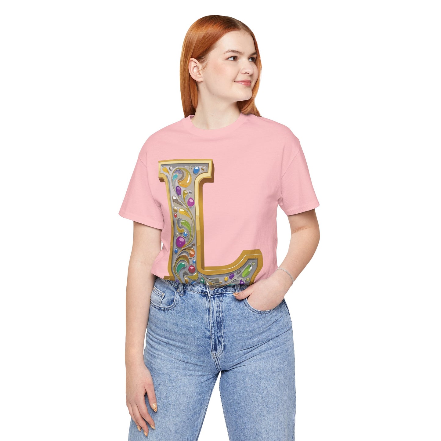 Letter Shirt, Shirt with Letters, Tee Shirt with Gold Letter, Shirt with Antique Letters