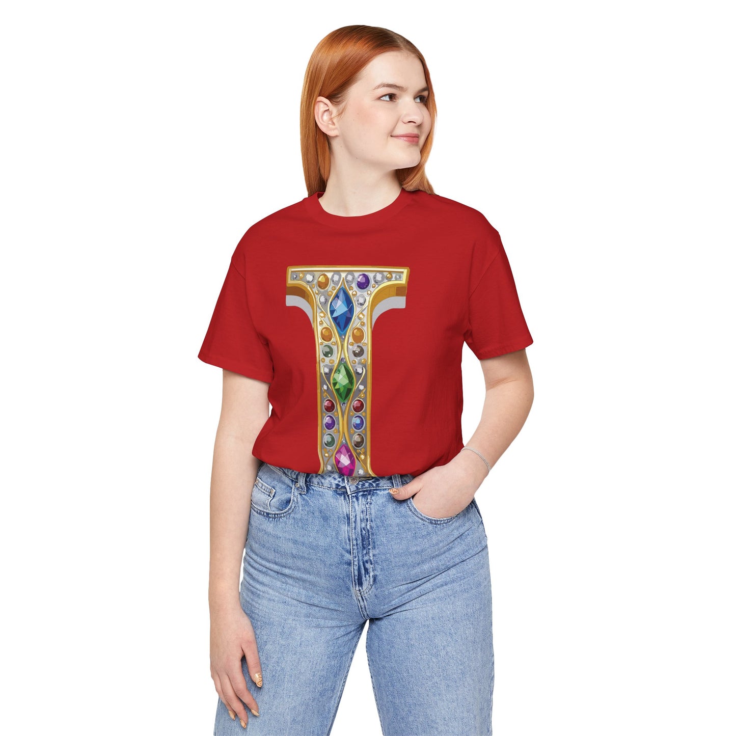 Letter Shirt, Shirt with Letters, Tee Shirt with Gold Letter, Shirt with Antique Letters