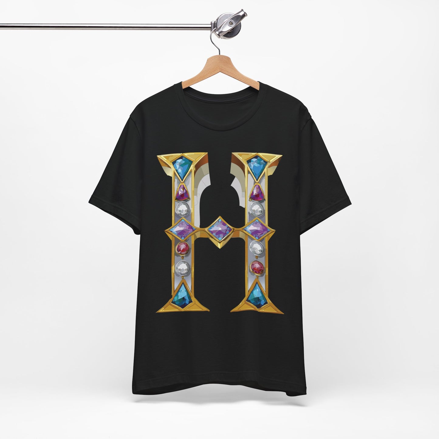 Letter Shirt, Shirt with Letters, Tee Shirt with Gold Letter, Shirt with Antique Letters