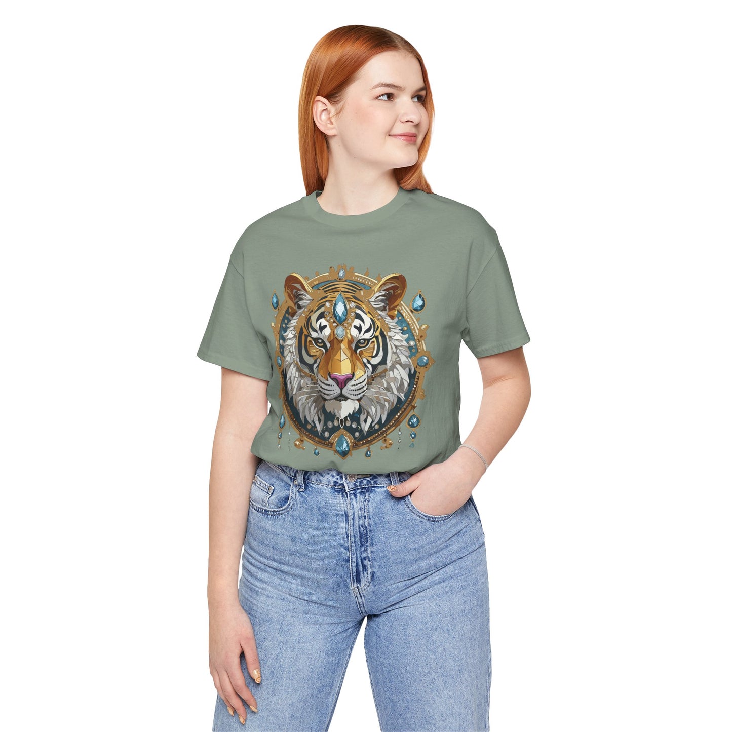 Animal Shirt, Shirt with Animal, Tee Shirt with Gold Animal Medal, Shirt with Antique Animal Medallion