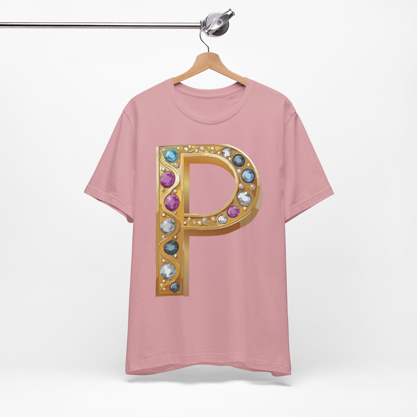 Letter Shirt, Shirt with Letters, Tee Shirt with Gold Letter, Shirt with Antique Letters