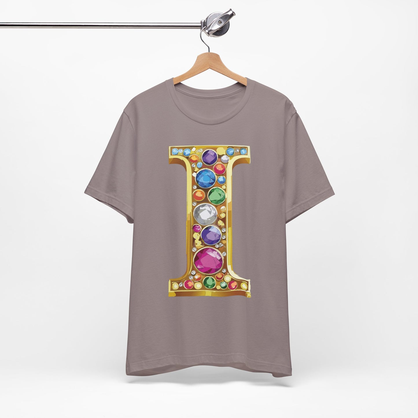 Letter Shirt, Shirt with Letters, Tee Shirt with Gold Letter, Shirt with Antique Letters