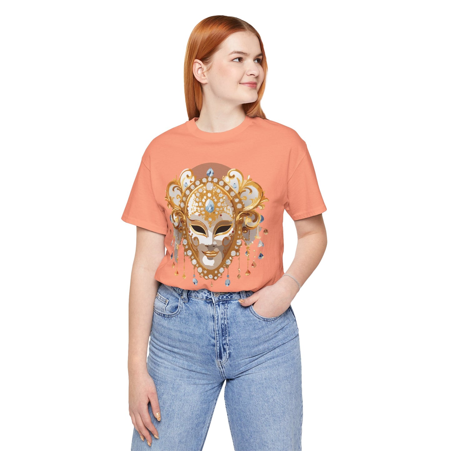 Mask Shirt, Shirt with Mask, Tee Shirt with Gold Face