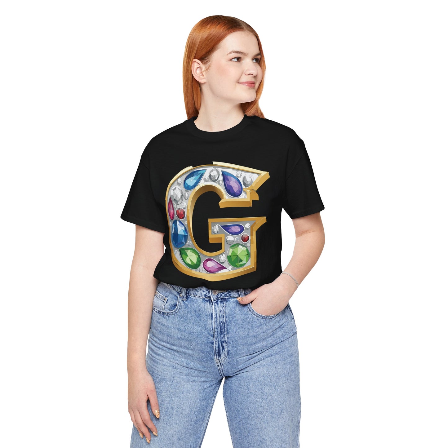 Letter Shirt, Shirt with Letters, Tee Shirt with Gold Letter, Shirt with Antique Letters