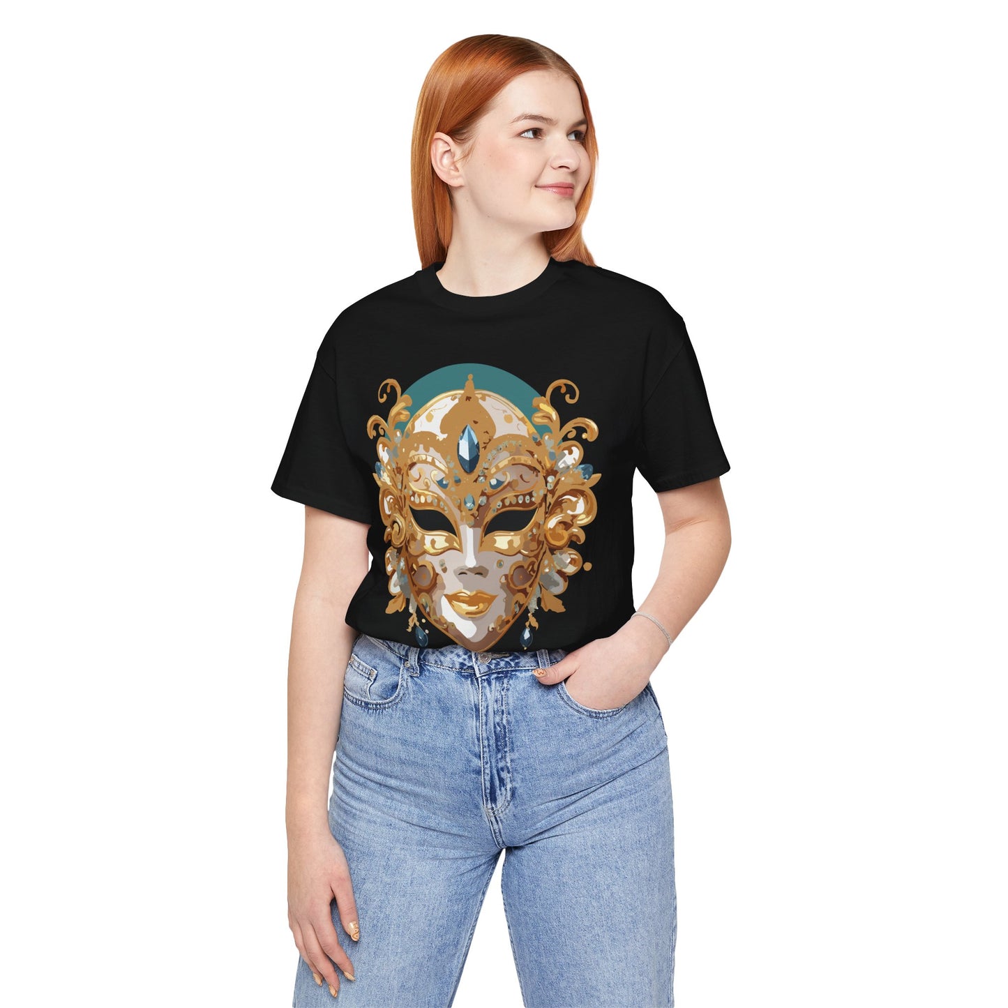 Mask Shirt, Shirt with Mask, Tee Shirt with Gold Face