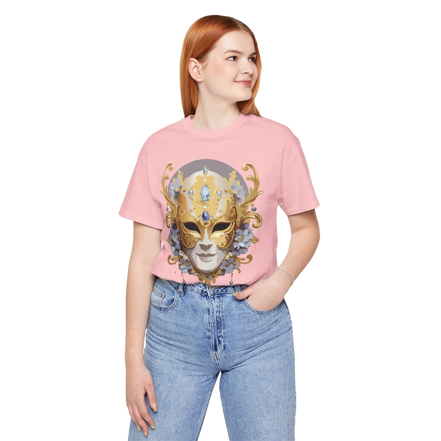 Mask Shirt, Shirt with Mask, Tee Shirt with Gold Face