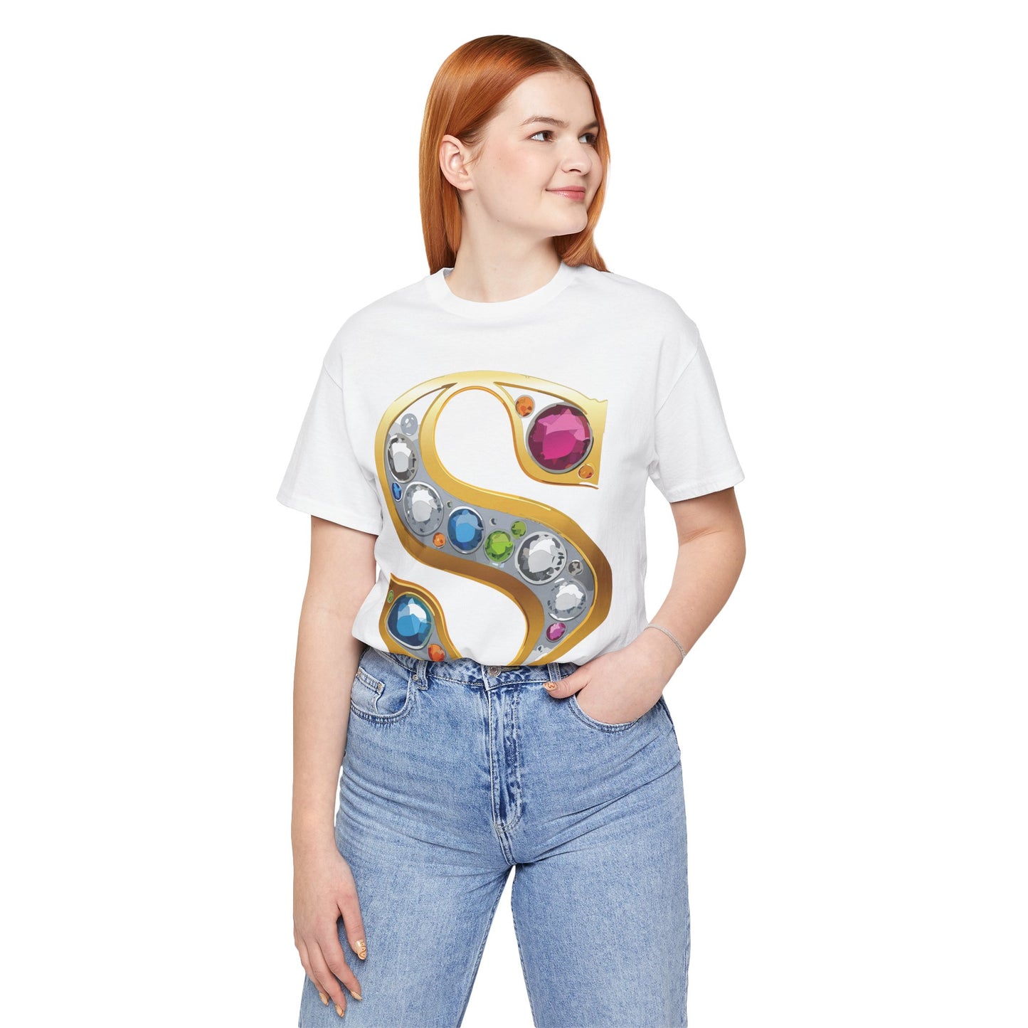 Letter Shirt, Shirt with Letters, Tee Shirt with Gold Letter, Shirt with Antique Letters