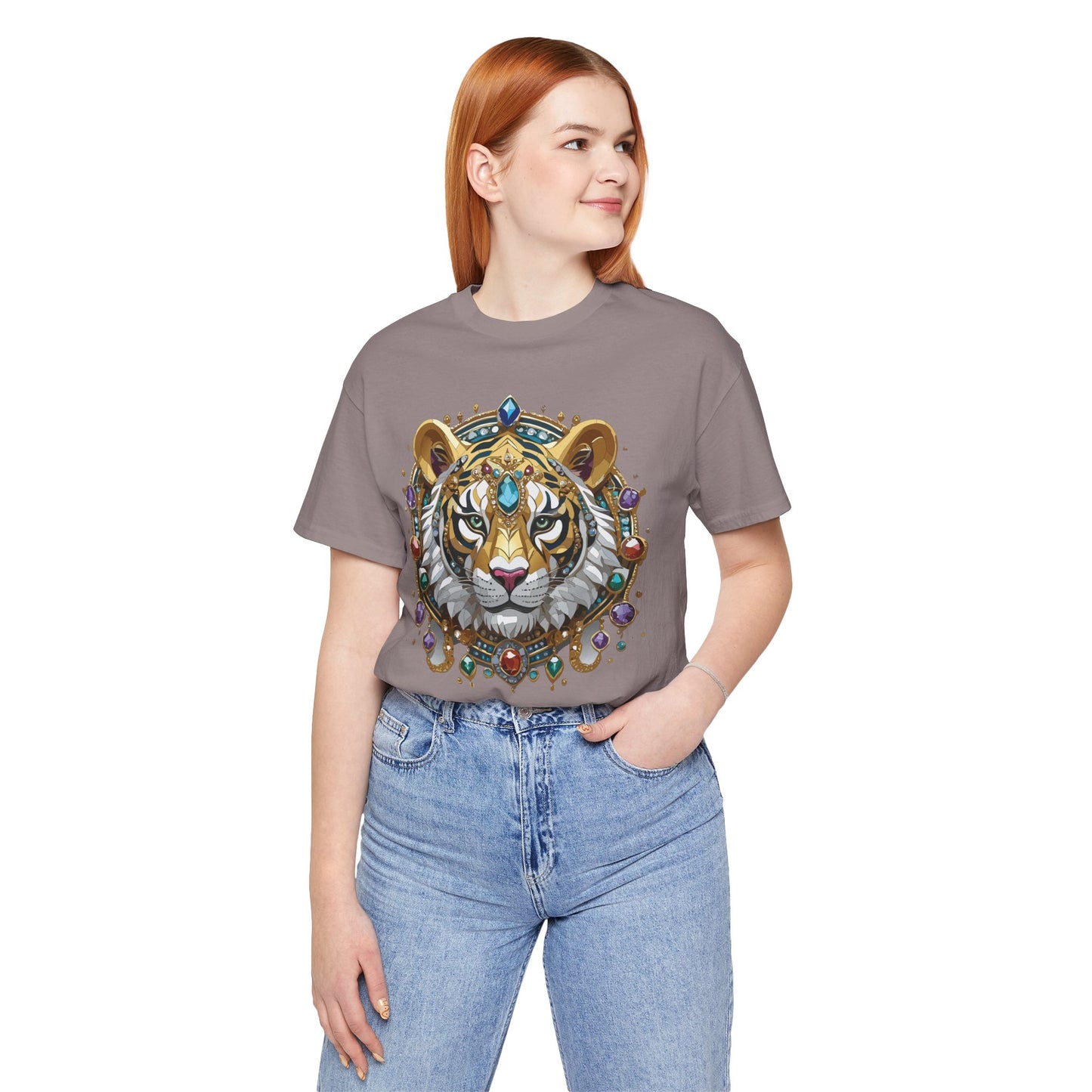 Animal Shirt, Shirt with Animal, Tee Shirt with Gold Animal Medal, Shirt with Antique Animal Medallion