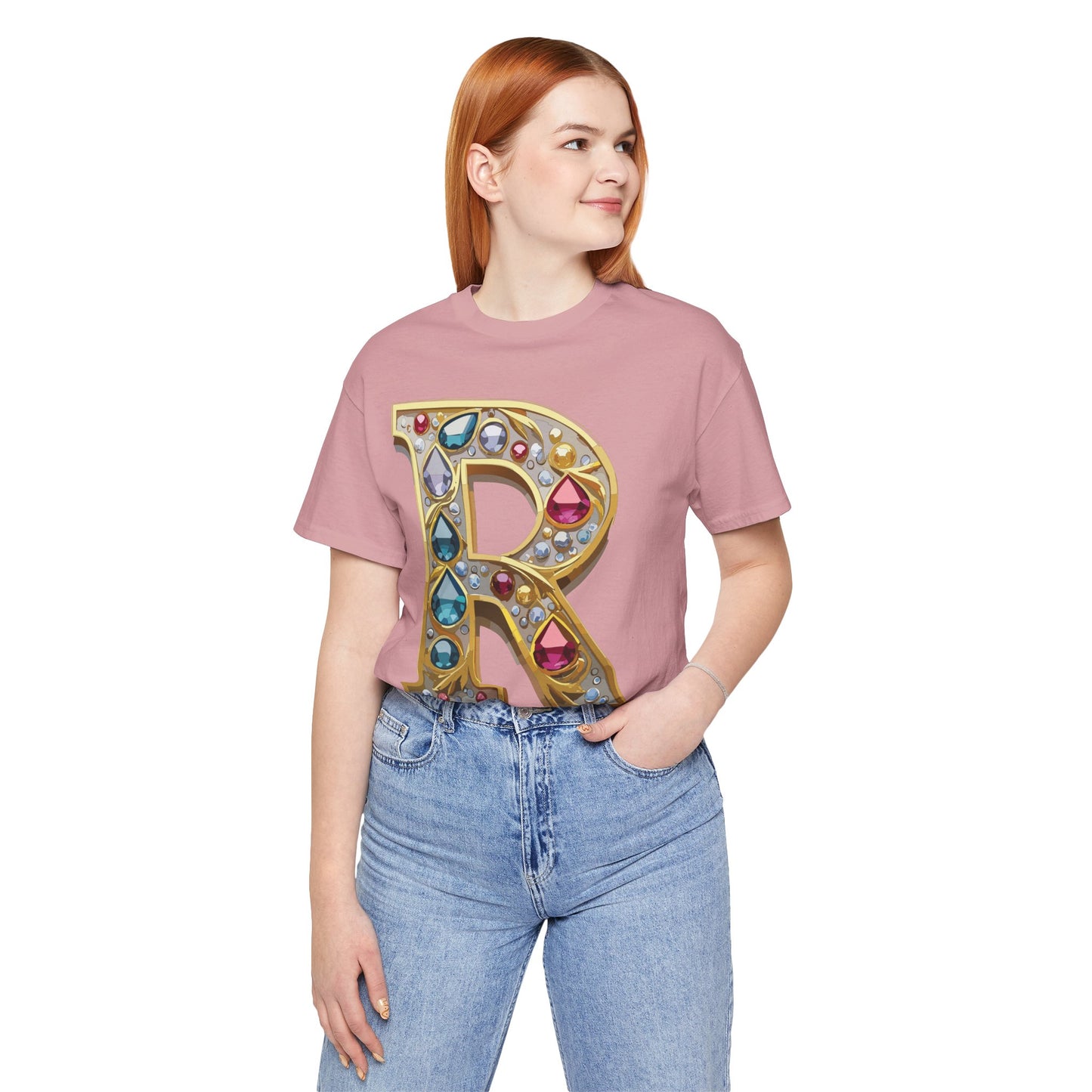 Letter Shirt, Shirt with Letters, Tee Shirt with Gold Letter, Shirt with Antique Letters