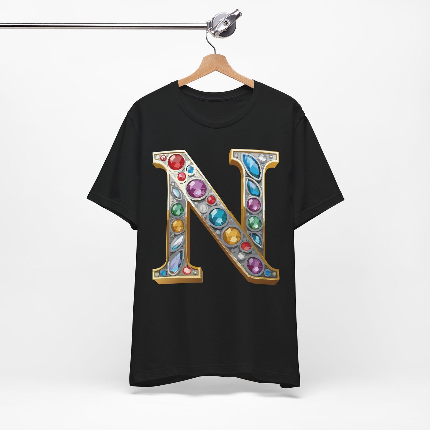 Letter Shirt, Shirt with Letters, Tee Shirt with Gold Letter, Shirt with Antique Letters