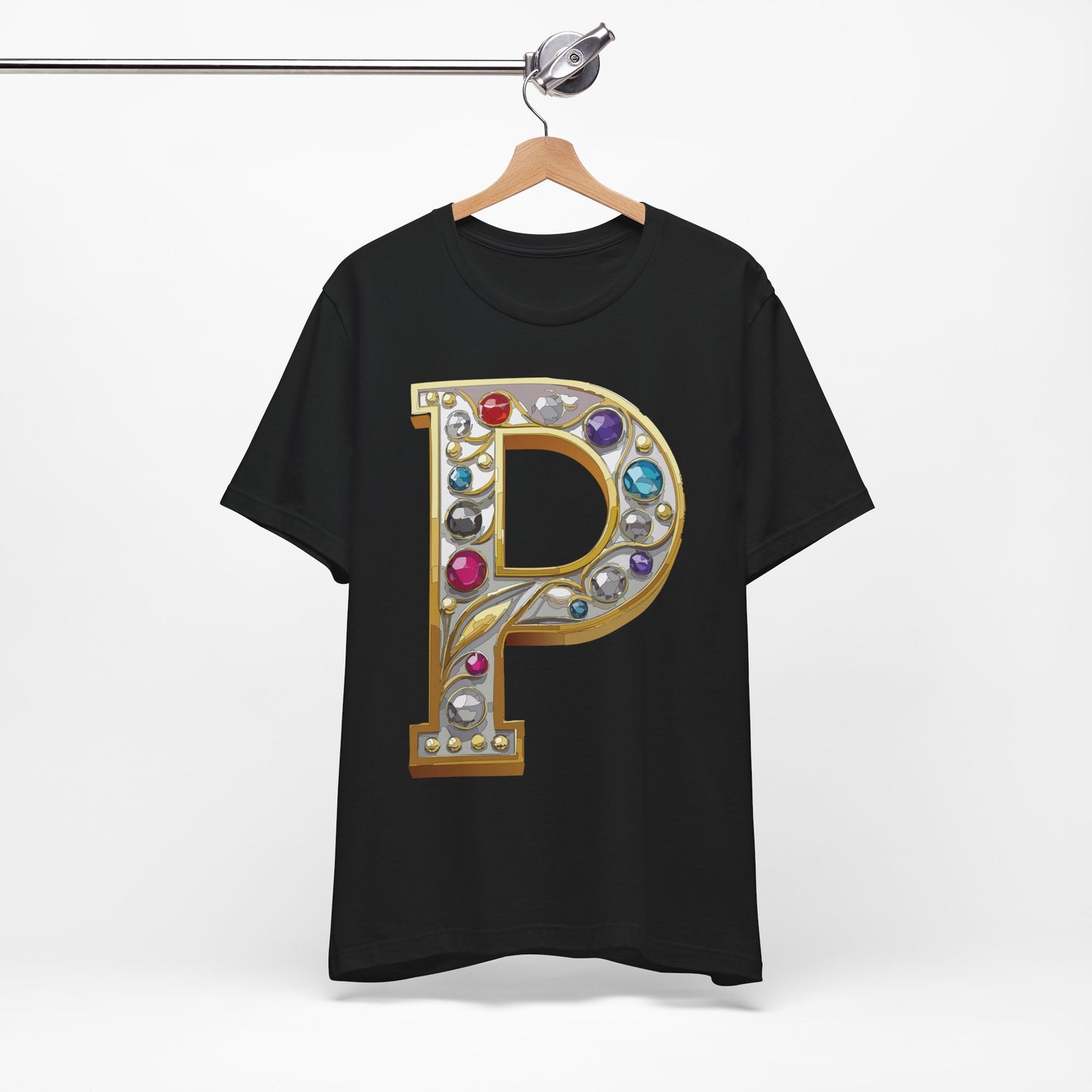 Letter Shirt, Shirt with Letters, Tee Shirt with Gold Letter, Shirt with Antique Letters