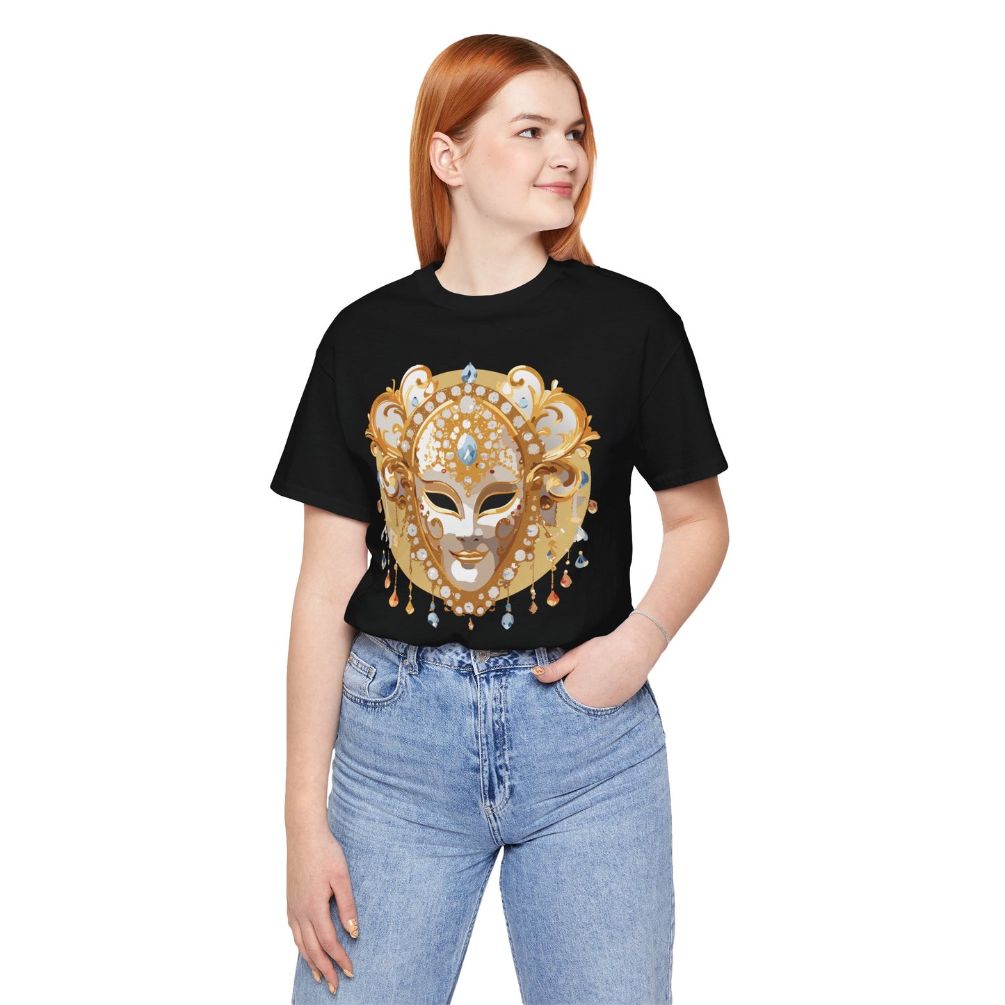 Mask Shirt, Shirt with Mask, Tee Shirt with Gold Face