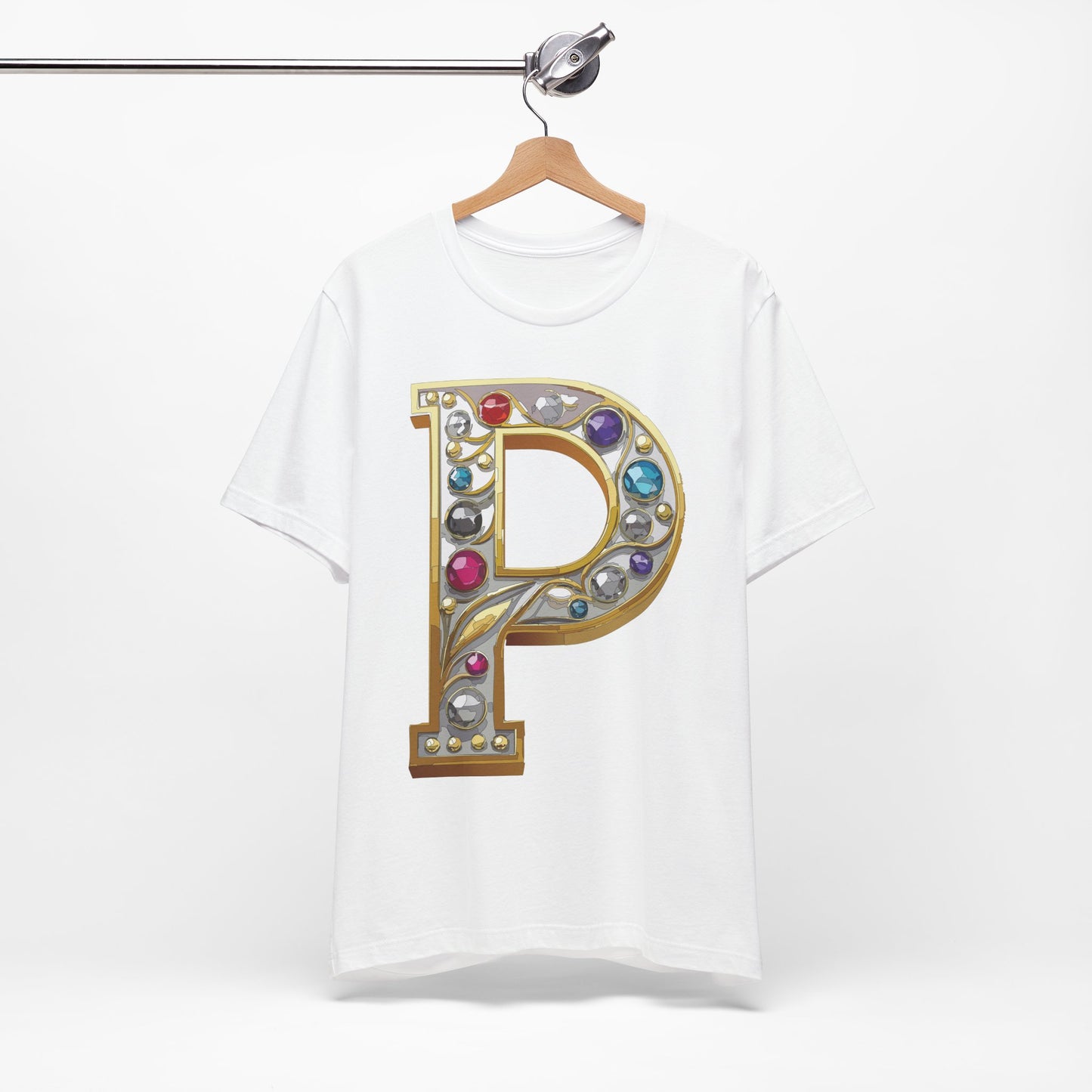 Letter Shirt, Shirt with Letters, Tee Shirt with Gold Letter, Shirt with Antique Letters
