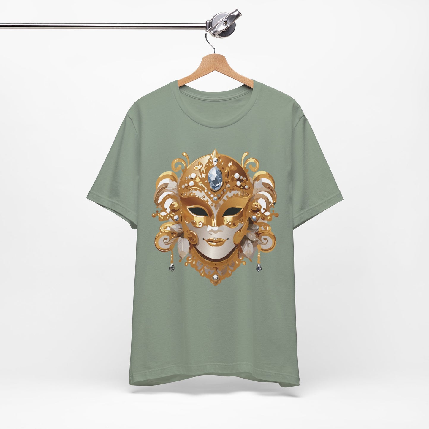 Mask Shirt, Shirt with Mask, Tee Shirt with Gold Face