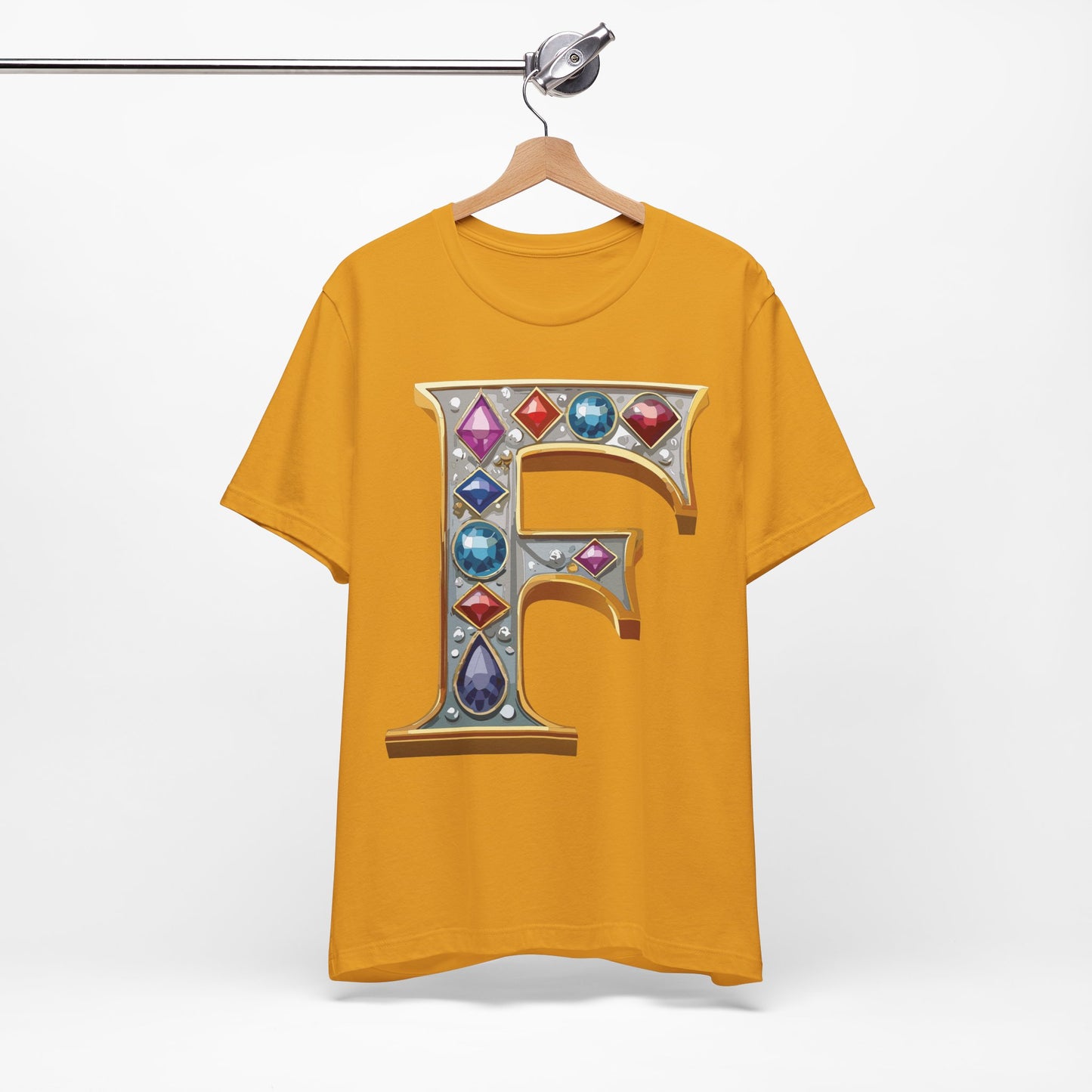 Letter Shirt, Shirt with Letters, Tee Shirt with Gold Letter, Shirt with Antique Letters