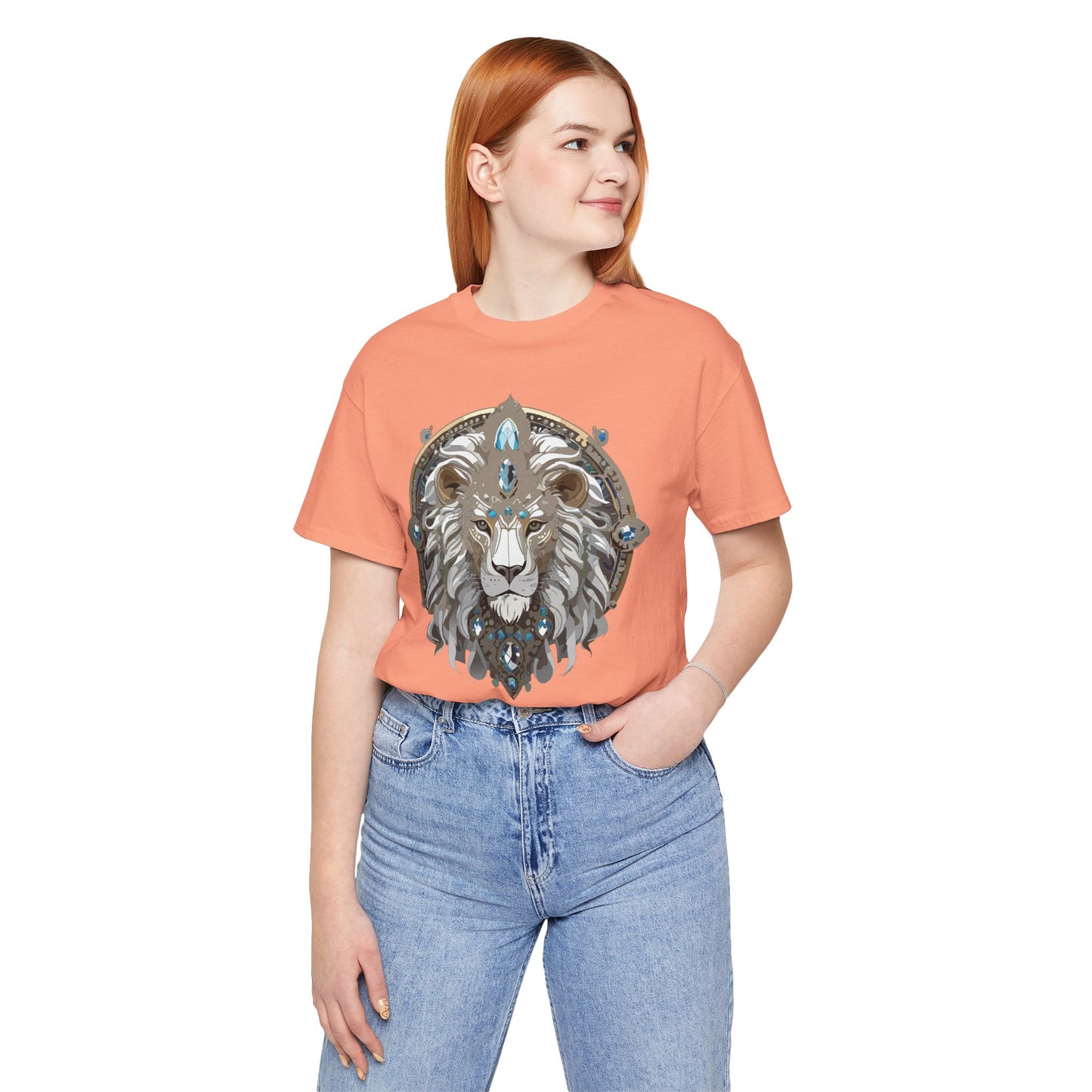 Animal Shirt, Shirt with Animal, Tee Shirt with Gold Animal Medal, Shirt with Antique Animal Medallion