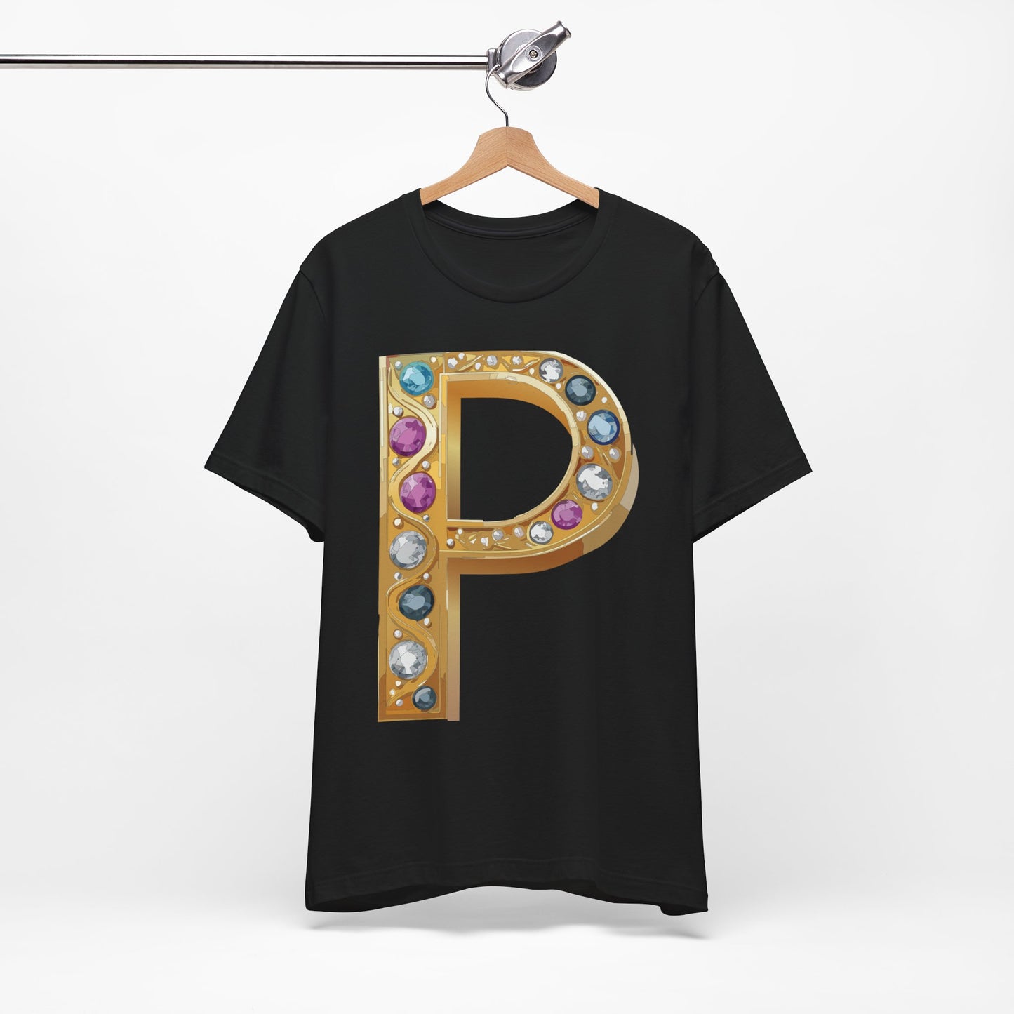 Letter Shirt, Shirt with Letters, Tee Shirt with Gold Letter, Shirt with Antique Letters