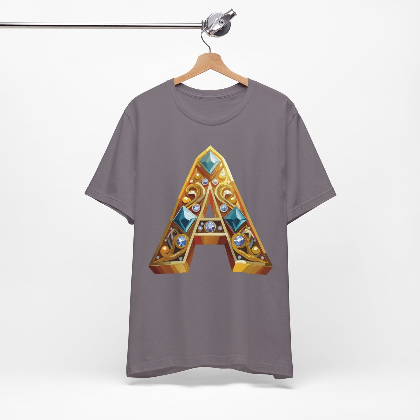 Letter Shirt, Shirt with Letters, Tee Shirt with Gold Letter, Shirt with Antique Letters