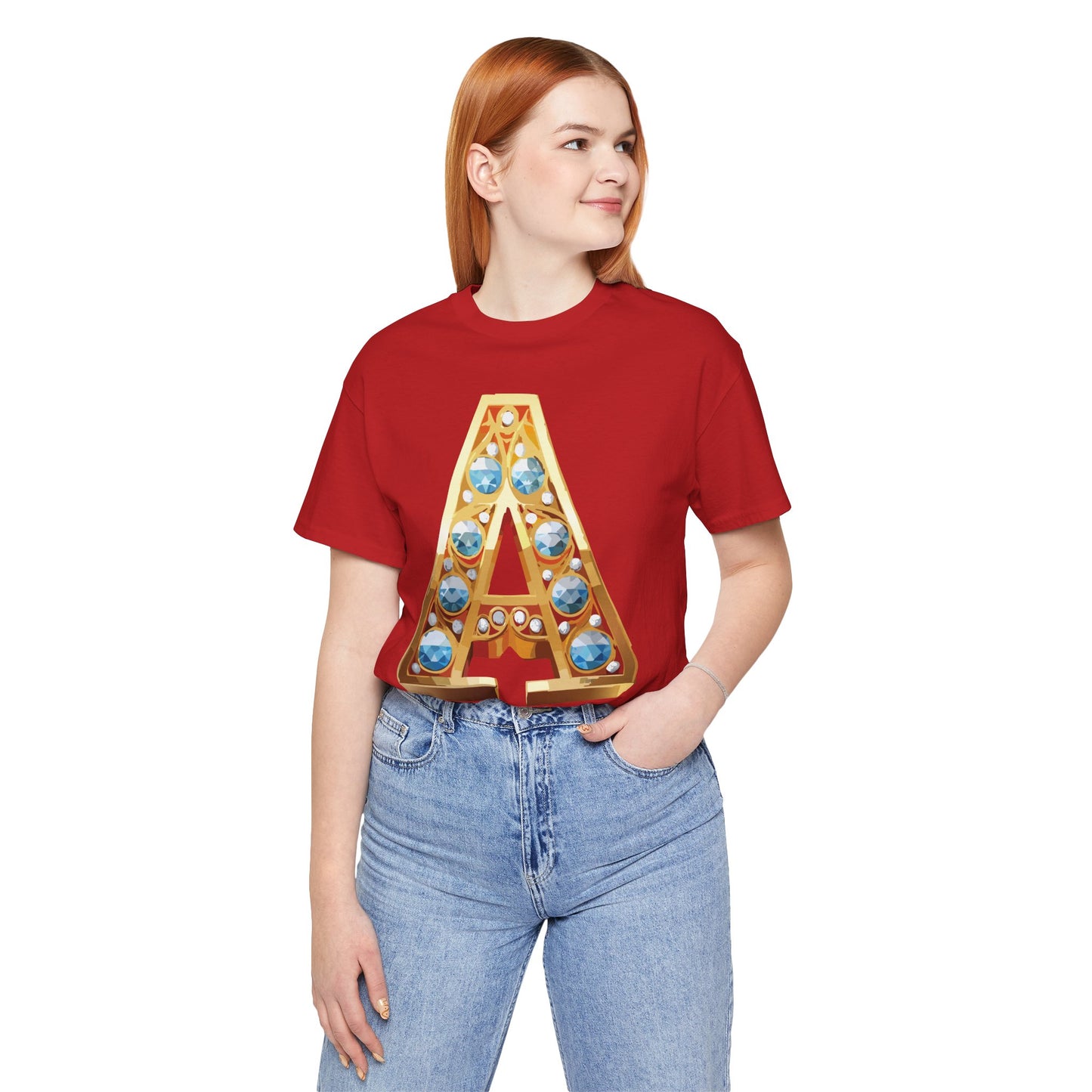 Letter Shirt, Shirt with Letters, Tee Shirt with Gold Letter, Shirt with Antique Letters