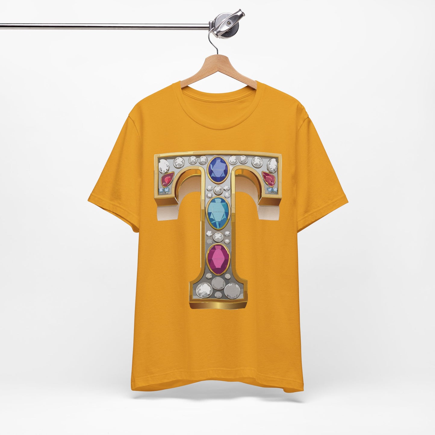 Letter Shirt, Shirt with Letters, Tee Shirt with Gold Letter, Shirt with Antique Letters