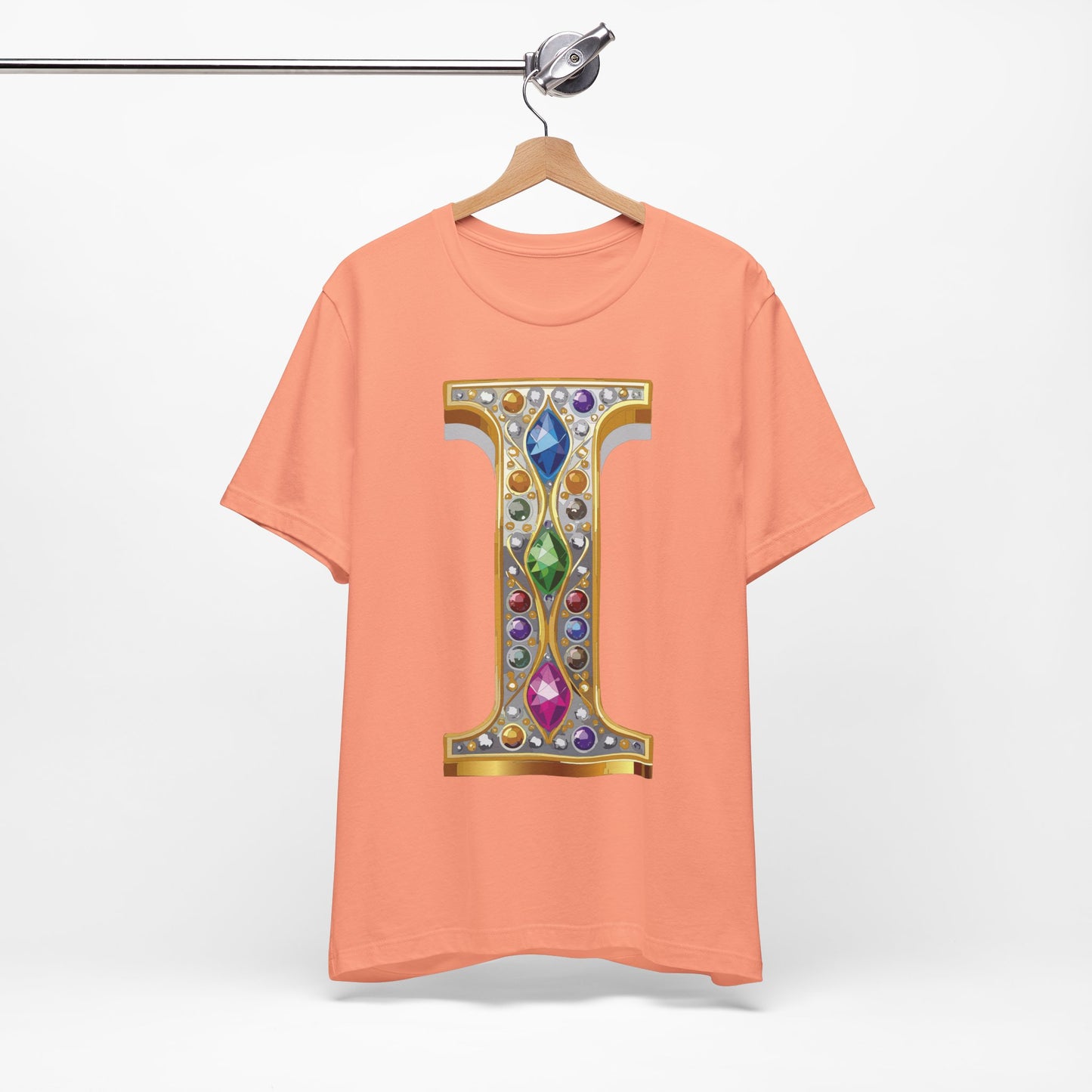 Letter Shirt, Shirt with Letters, Tee Shirt with Gold Letter, Shirt with Antique Letters
