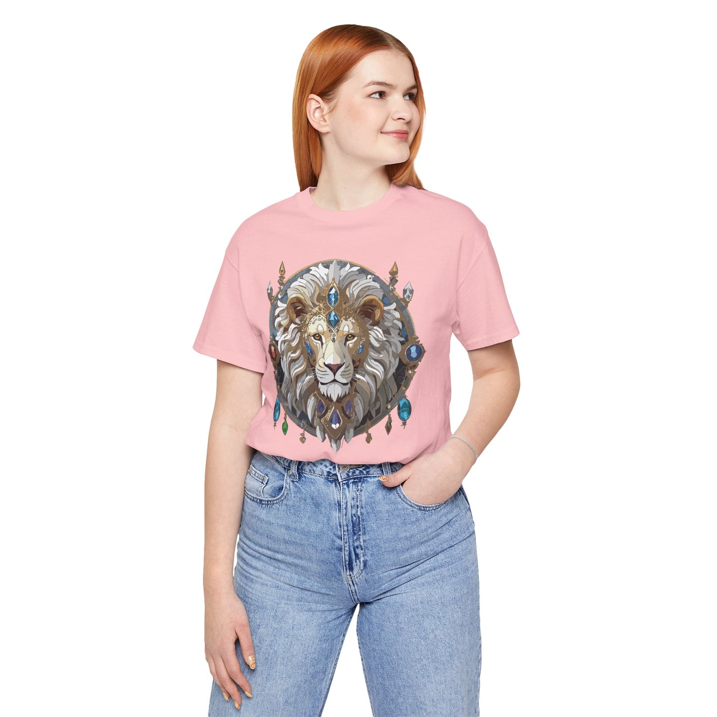 Animal Shirt, Shirt with Animal, Tee Shirt with Gold Animal Medal, Shirt with Antique Animal Medallion