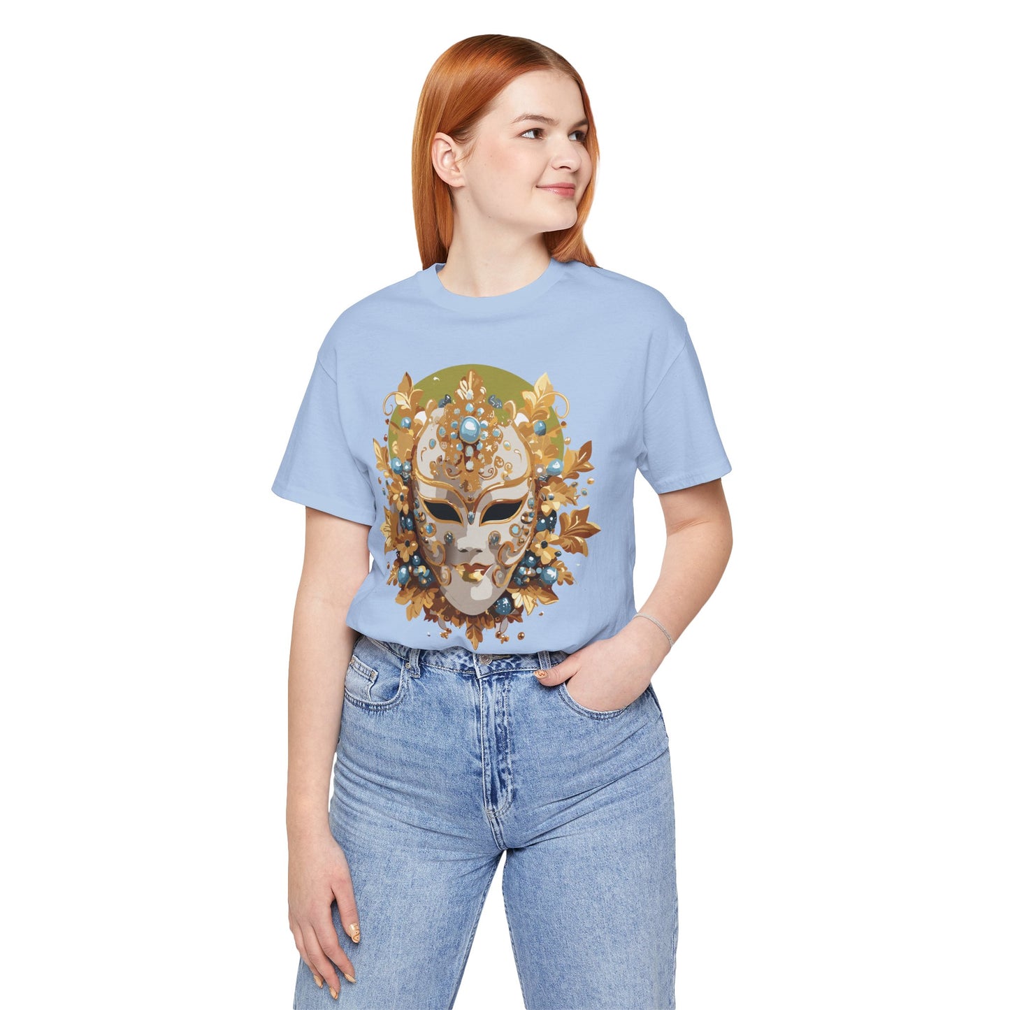 Mask Shirt, Shirt with Mask, Tee Shirt with Gold Face