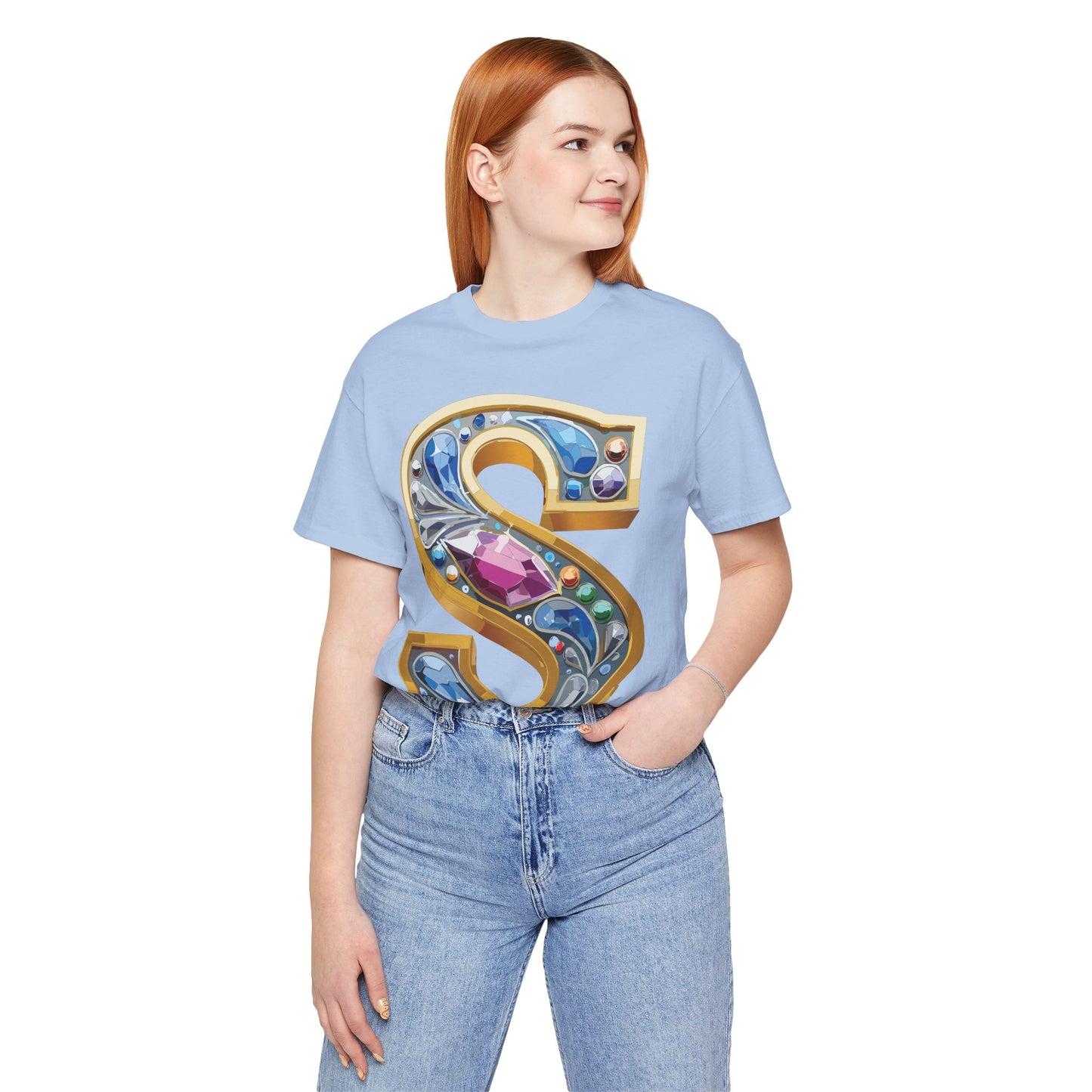 Letter Shirt, Shirt with Letters, Tee Shirt with Gold Letter, Shirt with Antique Letters
