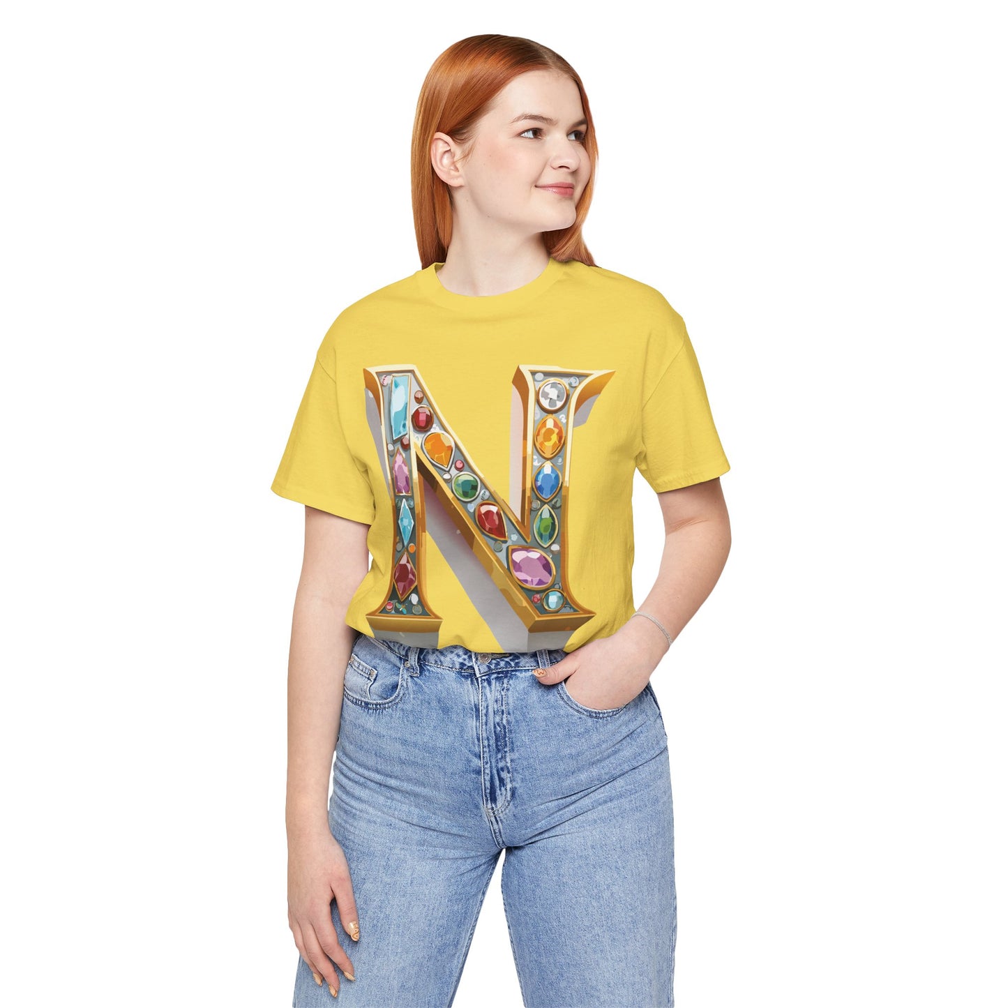 Letter Shirt, Shirt with Letters, Tee Shirt with Gold Letter, Shirt with Antique Letters