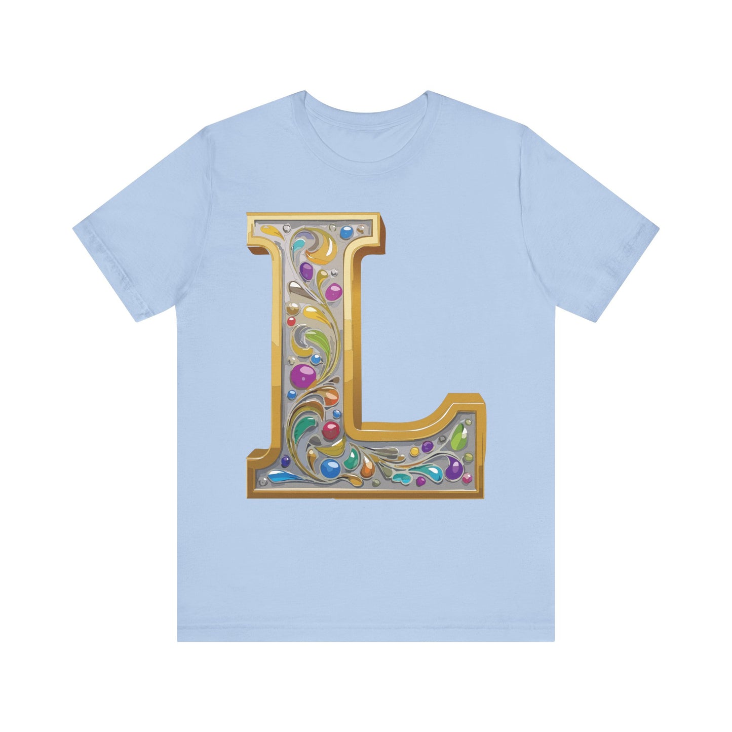 Letter Shirt, Shirt with Letters, Tee Shirt with Gold Letter, Shirt with Antique Letters