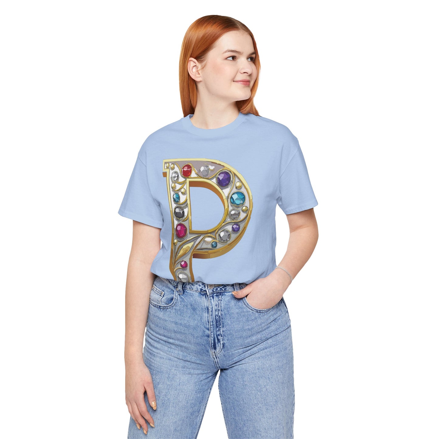Letter Shirt, Shirt with Letters, Tee Shirt with Gold Letter, Shirt with Antique Letters