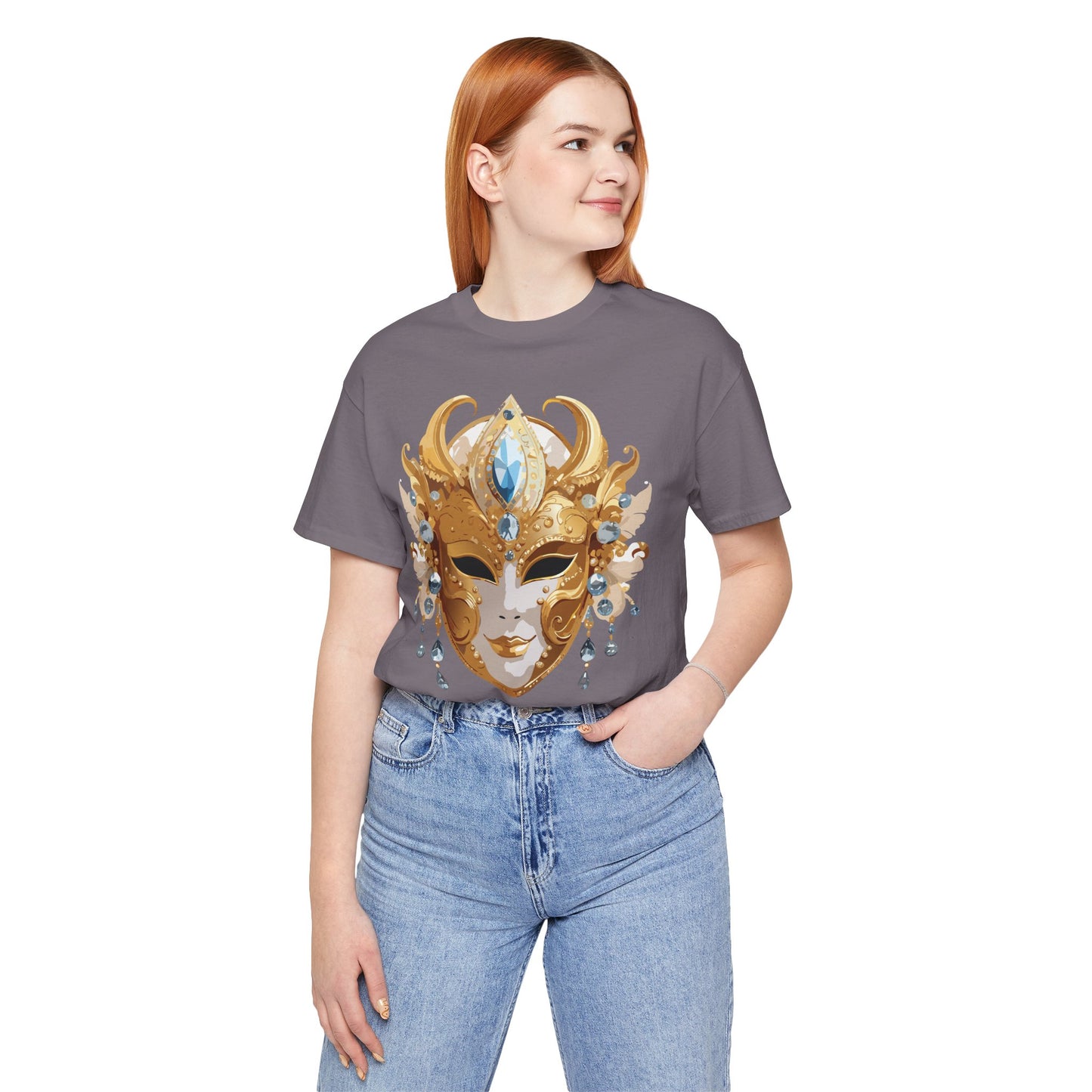 Mask Shirt, Shirt with Mask, Tee Shirt with Gold Face