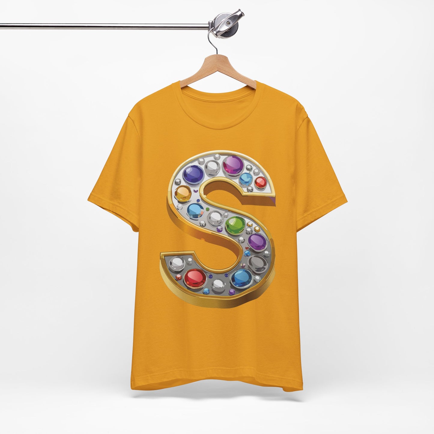 Letter Shirt, Shirt with Letters, Tee Shirt with Gold Letter, Shirt with Antique Letters