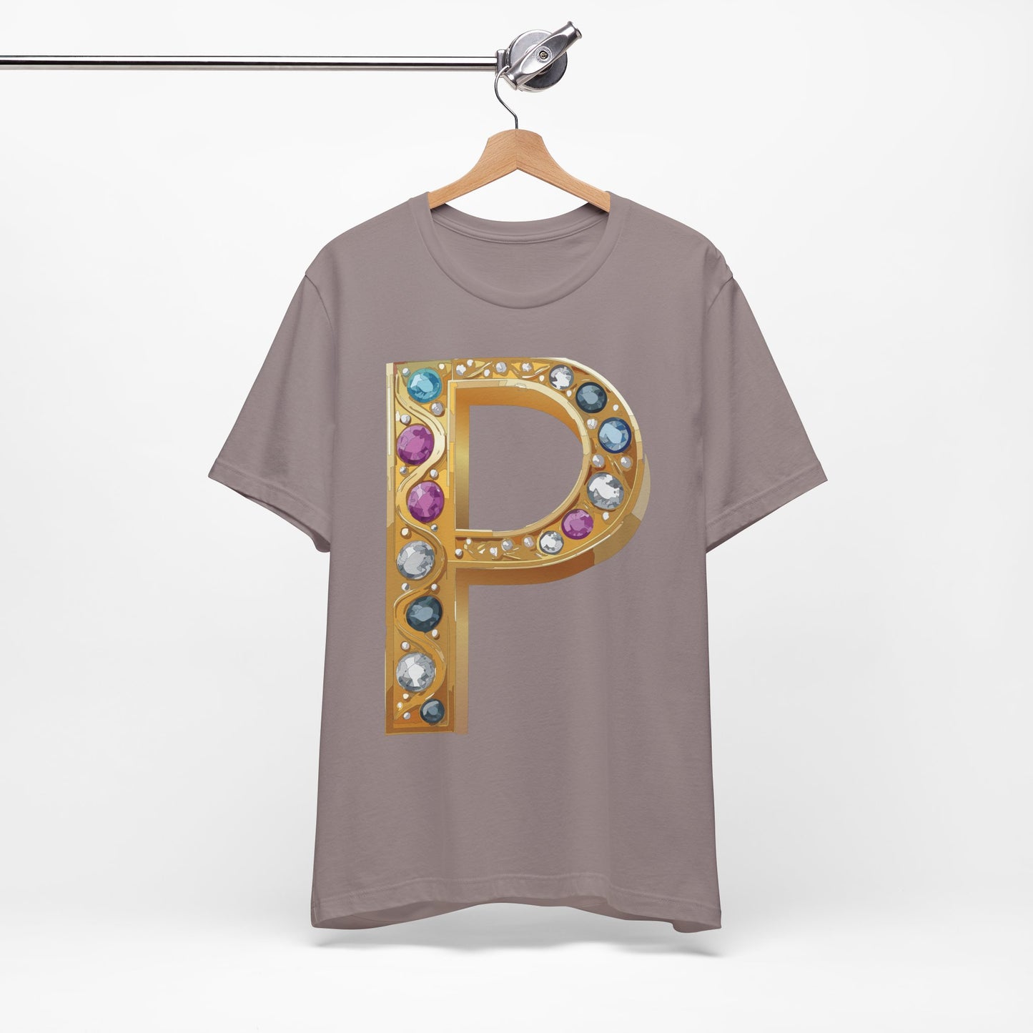 Letter Shirt, Shirt with Letters, Tee Shirt with Gold Letter, Shirt with Antique Letters