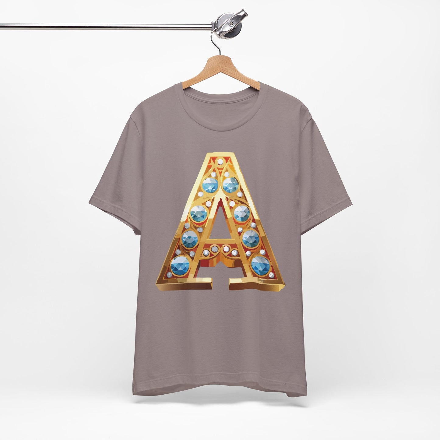 Letter Shirt, Shirt with Letters, Tee Shirt with Gold Letter, Shirt with Antique Letters