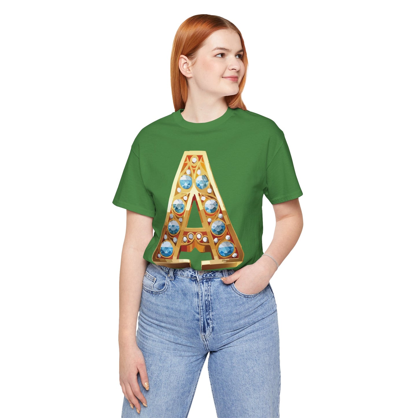 Letter Shirt, Shirt with Letters, Tee Shirt with Gold Letter, Shirt with Antique Letters