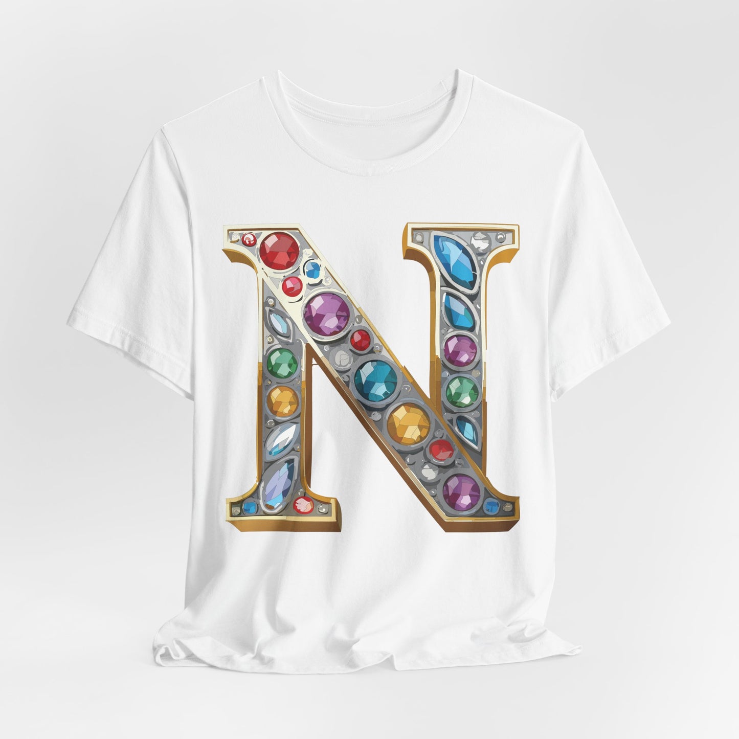 Letter Shirt, Shirt with Letters, Tee Shirt with Gold Letter, Shirt with Antique Letters