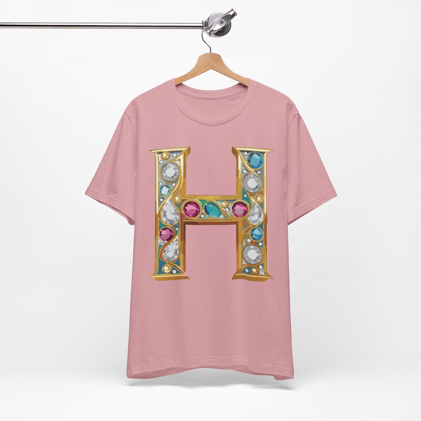 Letter Shirt, Shirt with Letters, Tee Shirt with Gold Letter, Shirt with Antique Letters