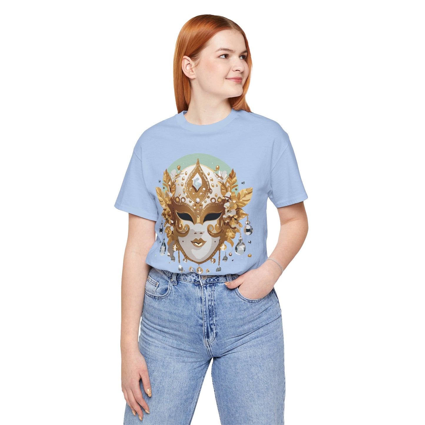 Mask Shirt, Shirt with Mask, Tee Shirt with Gold Face