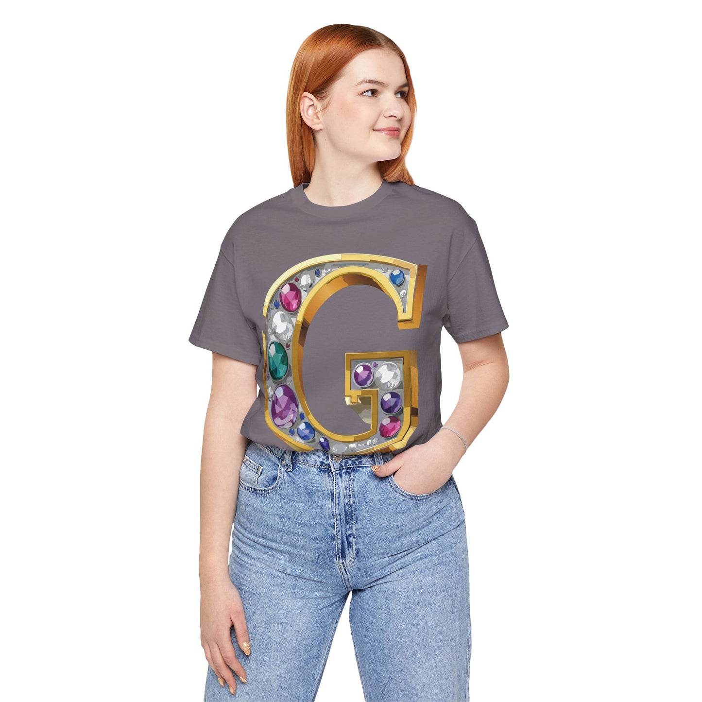 Letter Shirt, Shirt with Letters, Tee Shirt with Gold Letter, Shirt with Antique Letters