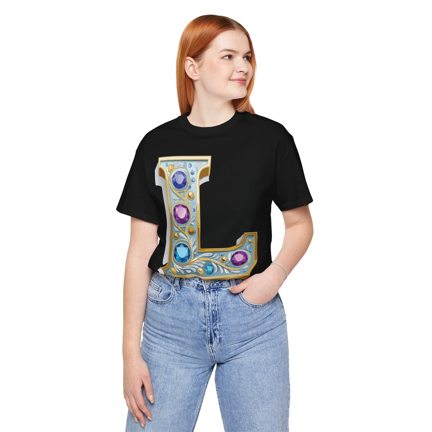 Letter Shirt, Shirt with Letters, Tee Shirt with Gold Letter, Shirt with Antique Letters