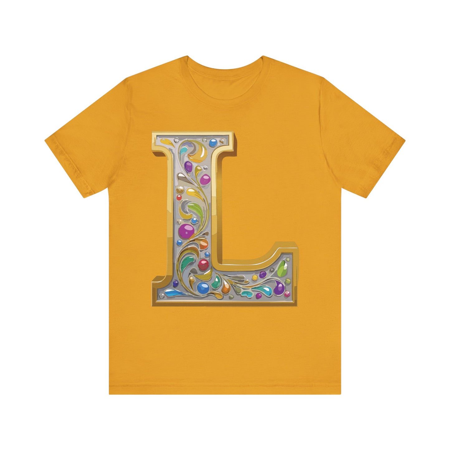 Letter Shirt, Shirt with Letters, Tee Shirt with Gold Letter, Shirt with Antique Letters