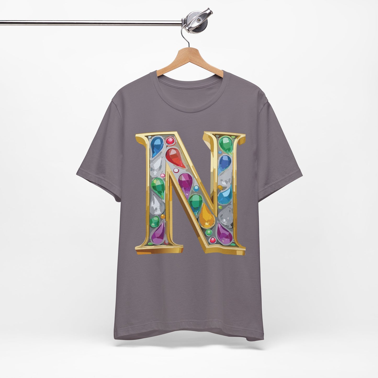 Letter Shirt, Shirt with Letters, Tee Shirt with Gold Letter, Shirt with Antique Letters