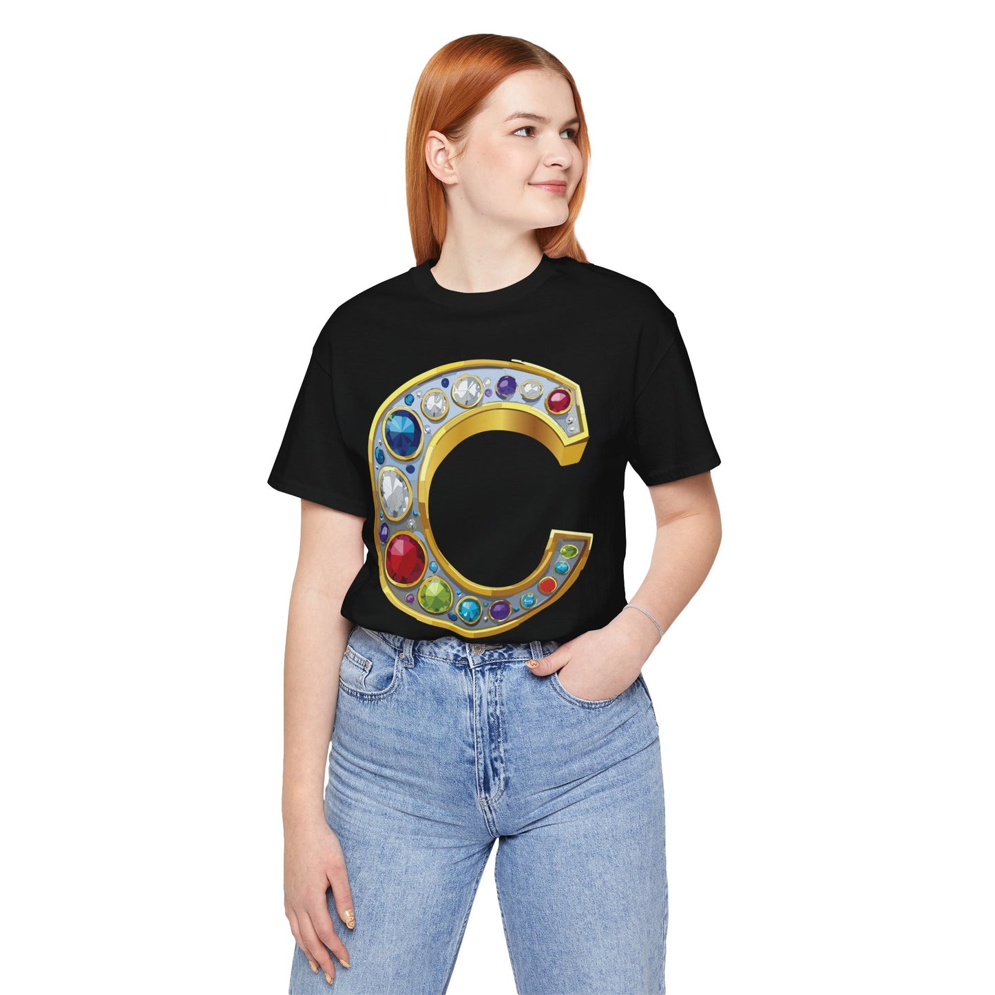 Letter Shirt, Shirt with Letters, Tee Shirt with Gold Letter, Shirt with Antique Letters