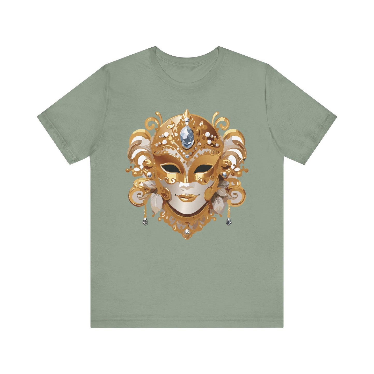 Mask Shirt, Shirt with Mask, Tee Shirt with Gold Face