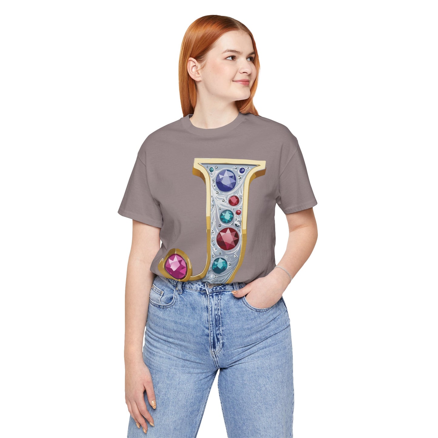 Letter Shirt, Shirt with Letters, Tee Shirt with Gold Letter, Shirt with Antique Letters