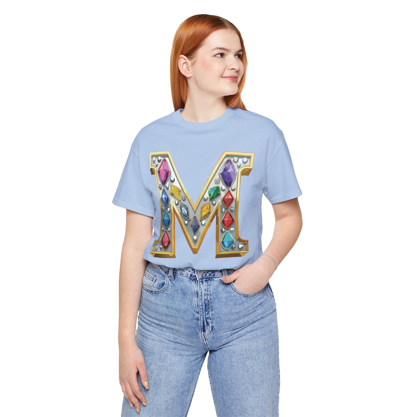 Letter Shirt, Shirt with Letters, Tee Shirt with Gold Letter, Shirt with Antique Letters