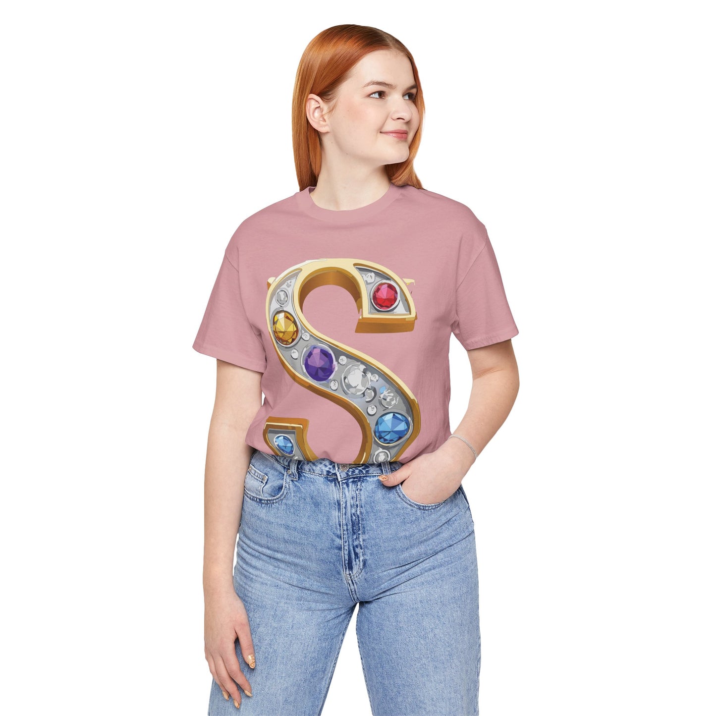 Letter Shirt, Shirt with Letters, Tee Shirt with Gold Letter, Shirt with Antique Letters