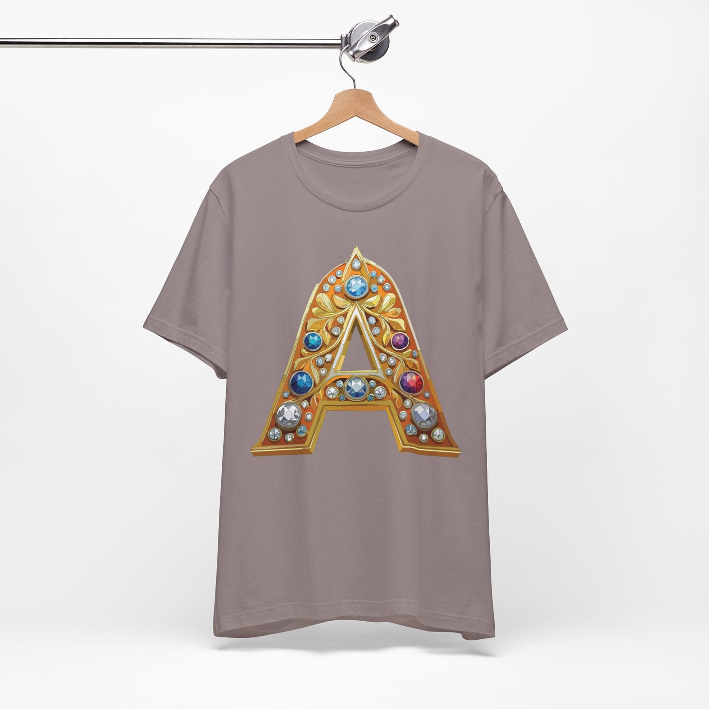 Letter Shirt, Shirt with Letters, Tee Shirt with Gold Letter, Shirt with Antique Letters